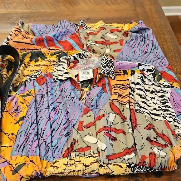VINTAGE  90S TOGETHER MULTI COLOR BUTTON DOWN  MAXI DRESS - Picture 6 of 9